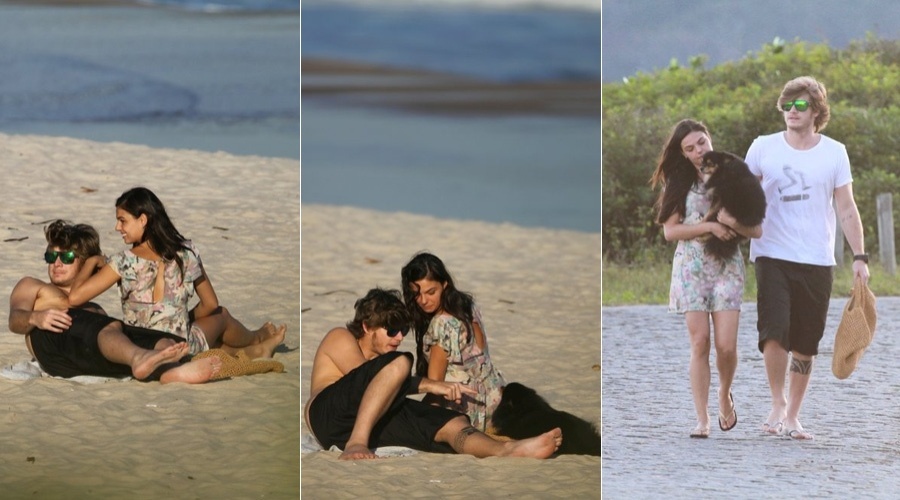 Isis Valverde e o namorado, Tom Rezende, foram à praia de Grumari, zona oeste do Rio (5/7/12)