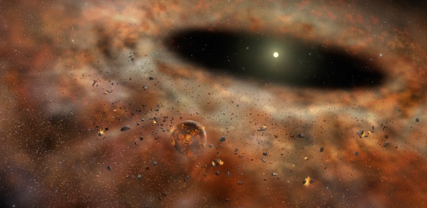Astrônomos registraram poeira em torno de uma estrela recém-nascida desaparecer - Gemini Observatory/AURA artwork by Lynette Cook