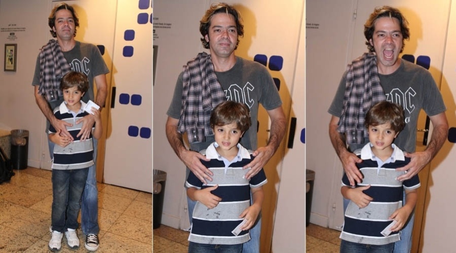 Bruno Mazzeo vai com o filho a reestreia de peça da ex-mulher (6/7/2012)