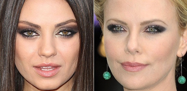 Mila Kunis e Charlize Theron exibem olhos esfumados em todo contorno - Getty Images