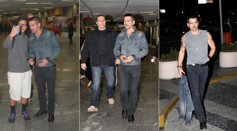 Colin Farrell desembarcou no aeroporto internacional do Rio, zona norte do Rio (11/7/12)