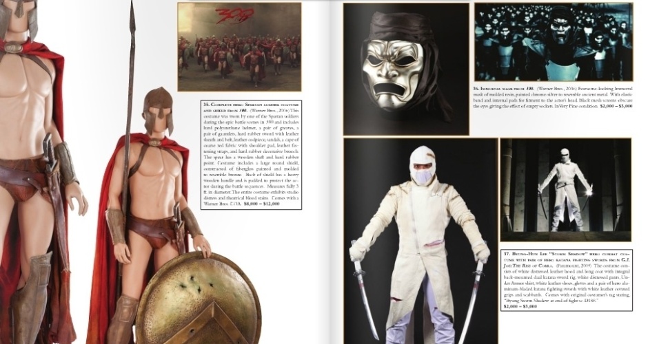 Os trajes mínimos dos espartanos de "300" e as máscaras dos imortais persas estão incluídas no leilão - Reprodução/Profiles in History