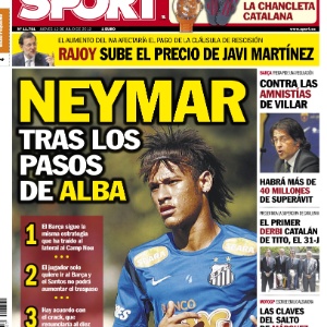 Capa do jornal catalão Sport, que aponta proximidade de Neymar ao Barcelona - Divulgação