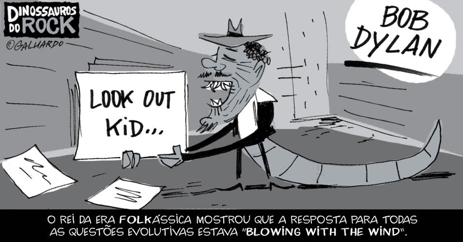 No Dia Mundial do Rock, Caco Galhardo homenageia Dinossauros do Rock, como Bob Dylan - Caco Galhardo