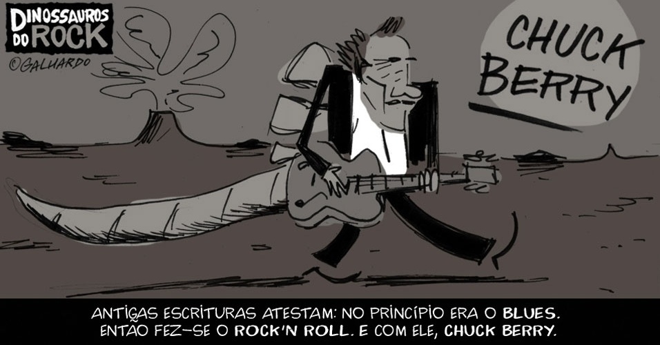 No Dia Mundial do Rock, Caco Galhardo homenageia Dinossauros do Rock, como Chuck Berry - Caco Galhardo
