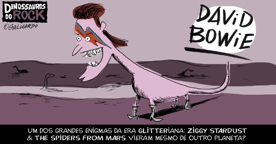 No Dia Mundial do Rock, Caco Galhardo homenageia Dinossauros do Rock, como David Bowie - Caco Galhardo