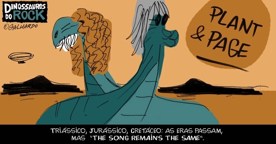 No Dia Mundial do Rock, Caco Galhardo homenageia Dinossauros do Rock, como Jimmy Page e Robert Plant - Caco Galhardo