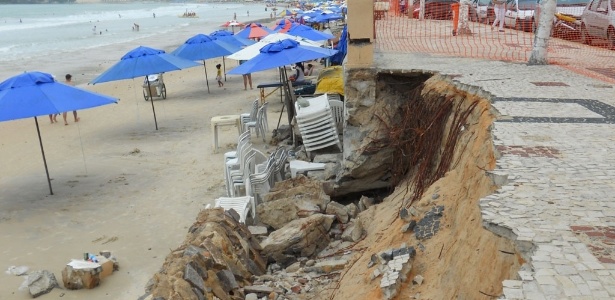 Destruído pela maré, calçadão de principal praia de Natal é interditado a  partir de hoje - 14/07/2012 - UOL Notícias