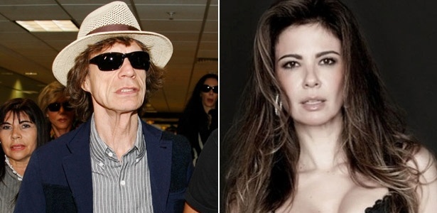 O músico Mick Jagger e a apresentadora Luciana Gimenez 