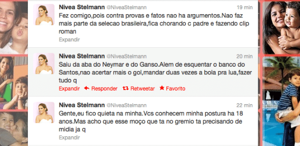 A atriz Nívea Stelmann se revolta e dispara contra Elano em seu Twitter - Reprodução/Twitter