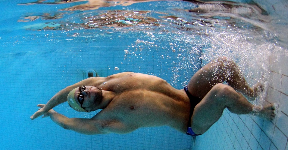 Thiago Pereira se esforça durante treino livre para os Jogos Olímpicos de Londres-2012 (19/07/2012)
