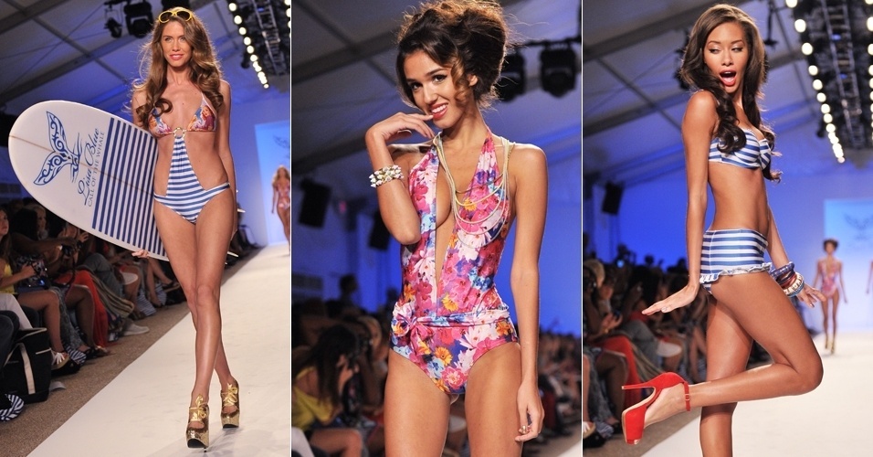 Modelos desfilam looks de Lisa Blue para o Verão 2013 durante a semana de moda de Miami (19/07/2012) - Joe Klamar/AFP