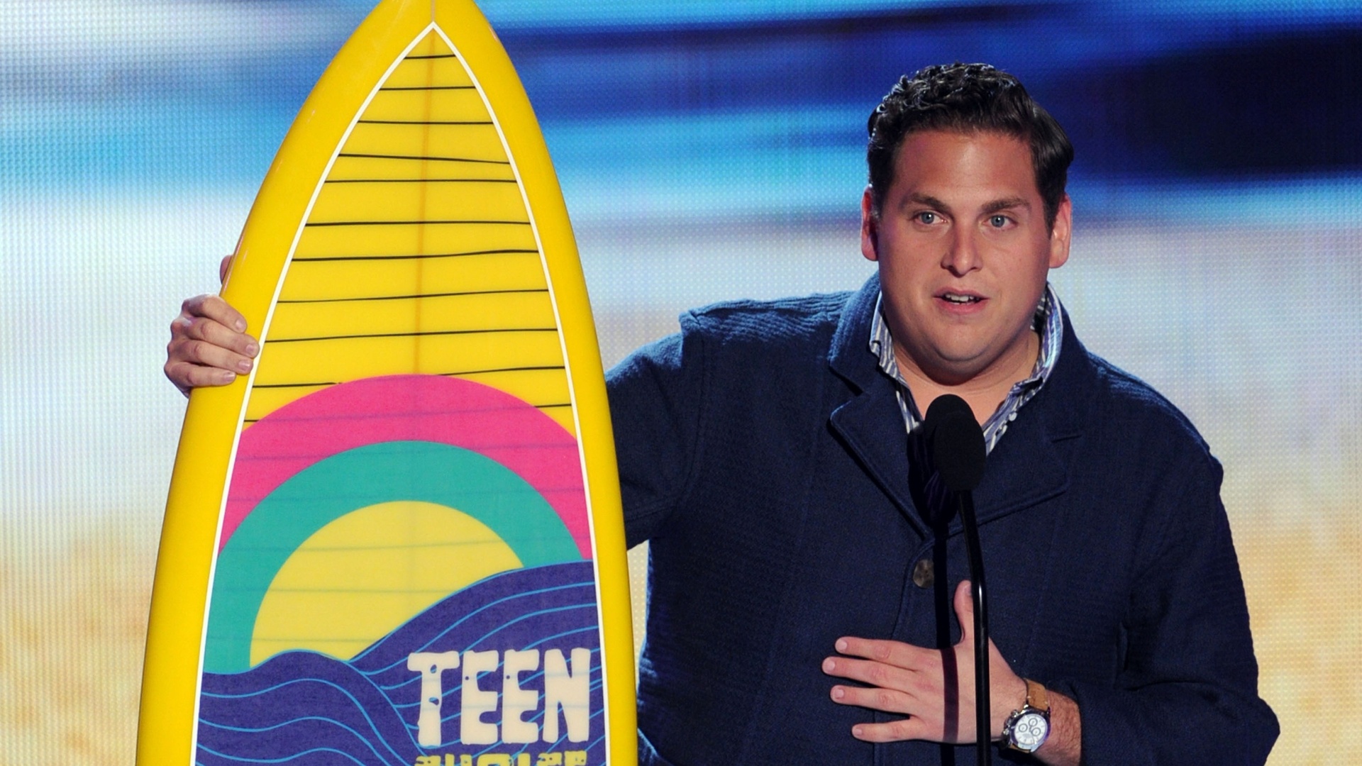 Jonah Hill, do filme "Anjos da Lei", recebeu o prêmio de melhor comédia do Teen Choice Awards (22/7/12) - Getty Images