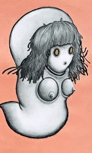 As Imagens abstratas e, por vezes, amorfas de Poom Pechavanish tem forte apelo erótico, como na obra acima, "Boneca" - Poom Pechavanish/Divulgação 