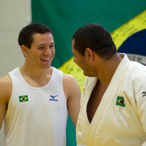 Tiago Camilo e Rafael Silva durante treinamento da equipe brasileira de judô para os Jogos Olímpicos