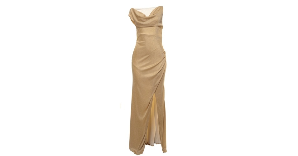 Vestido dourado com brilho sutil; R$ 1.594,32 na Alphorria (Tel.: 31 3304-0500). Preço pesquisado em julho de 2012 e sujeito a alterações - Divulgação