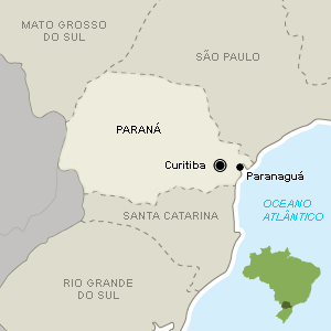 Paranaguá está a 93 km de Curitiba - Arte/UOL