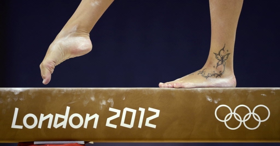 Vanessa Ferrari , da ginástica artística, tem uma delicada borboleta no tornozelo tatuada