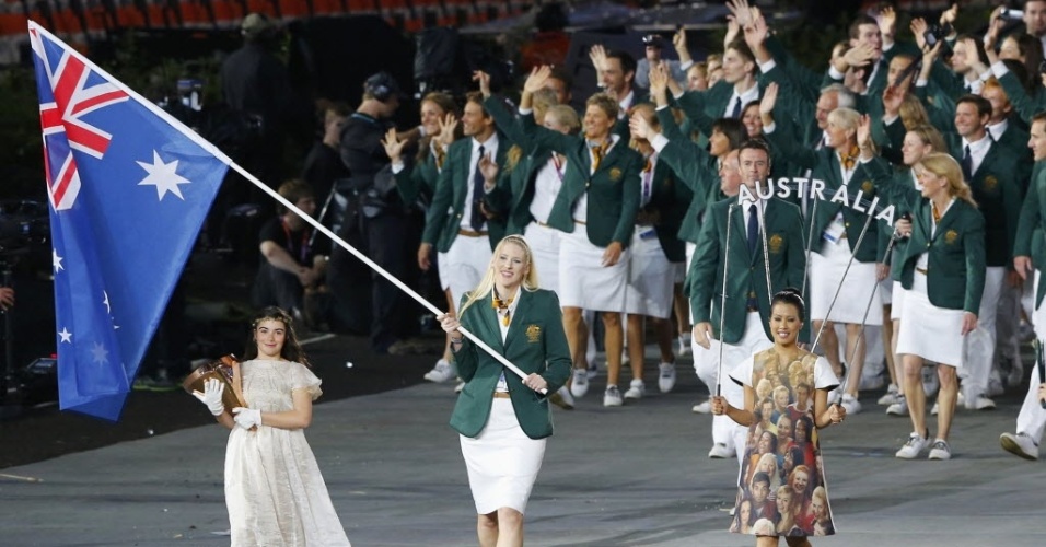 Atletas da Austrália desfilam na abertura das Olimpíadas de Londres