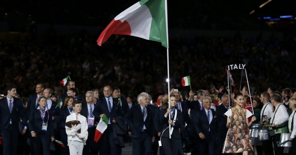 Atletas da Itália durante cerimônia de início das Olimpíadas de Londres