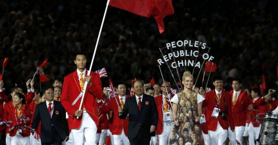 Delegação chinesa durante desfile na cerimônia de início dos Jogos Olímpicos de Londres