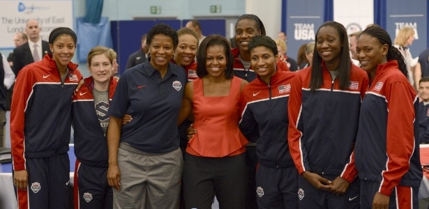 Michelle Obama, primeira dama dos Estados Unidos, encontrou-se com atletas 