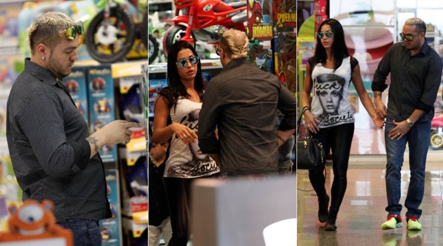 Belo e Gracyanne vão a loja de brinquedos em shopping do Rio de Janeiro (30/7/2012)