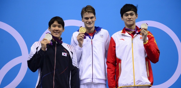 Chinês Sun Yang e sul-coreano Taehwan Park dividiram medalha de prata nos 200m livre