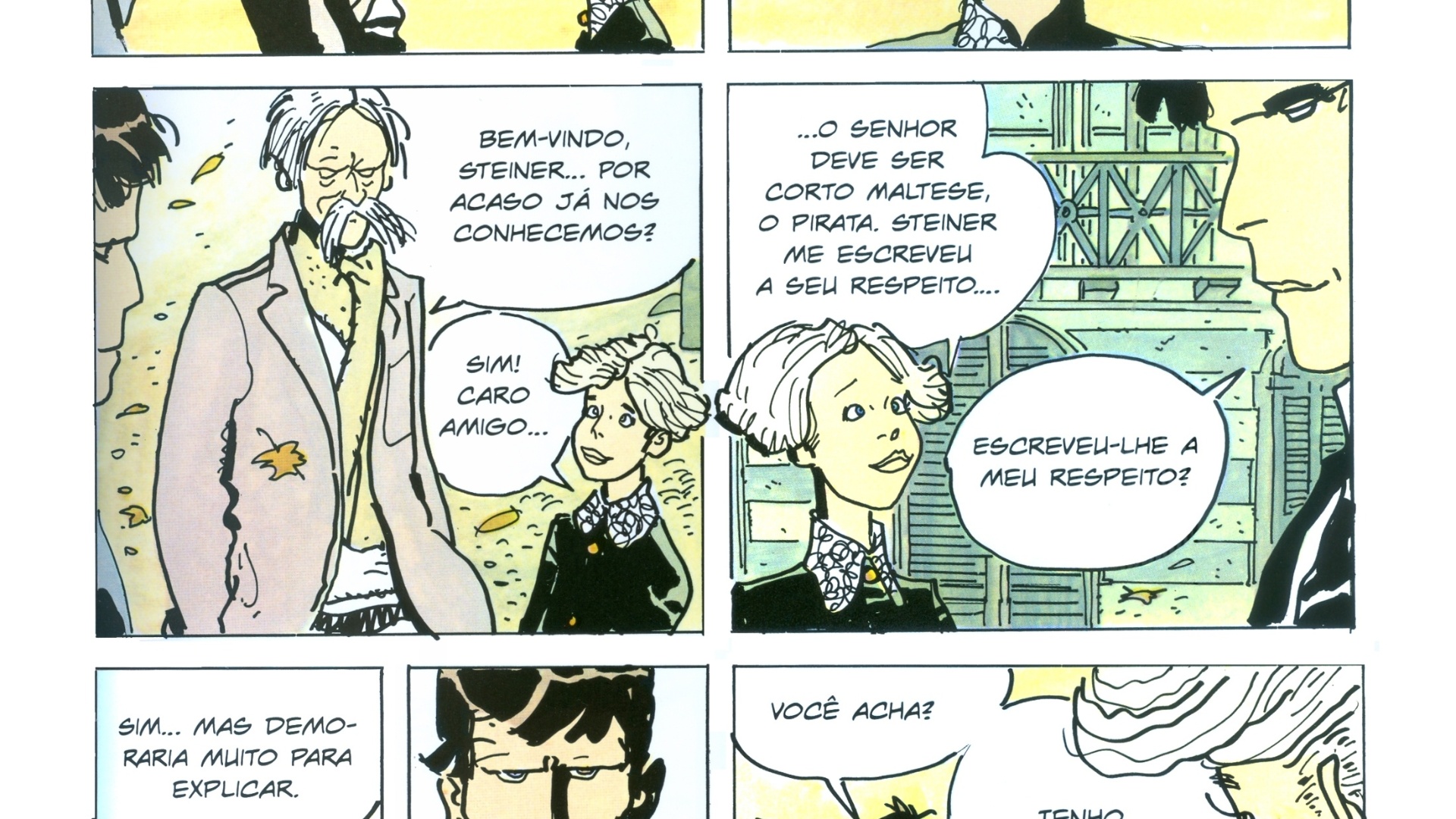 Na história, Corto Maltese vai junto do professor Jeremiah Steiner encontrar o escritor Herman Hesse, para realizarem uma pesquisa sobre o alquimista Paracelso - Divulgação