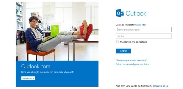 Outlook.com, serviço de e-mail da Microsoft, ficou instável entre terça e quarta-feira - Reprodução 