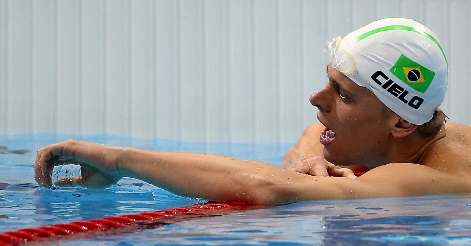 Cesar Cielo mostra cansaço após a disputa da final dos 100 m livre em Londres