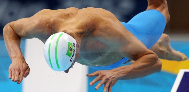 Cesar Cielo larga para a final dos 100 m livre nos Jogos Olímpicos de Londres