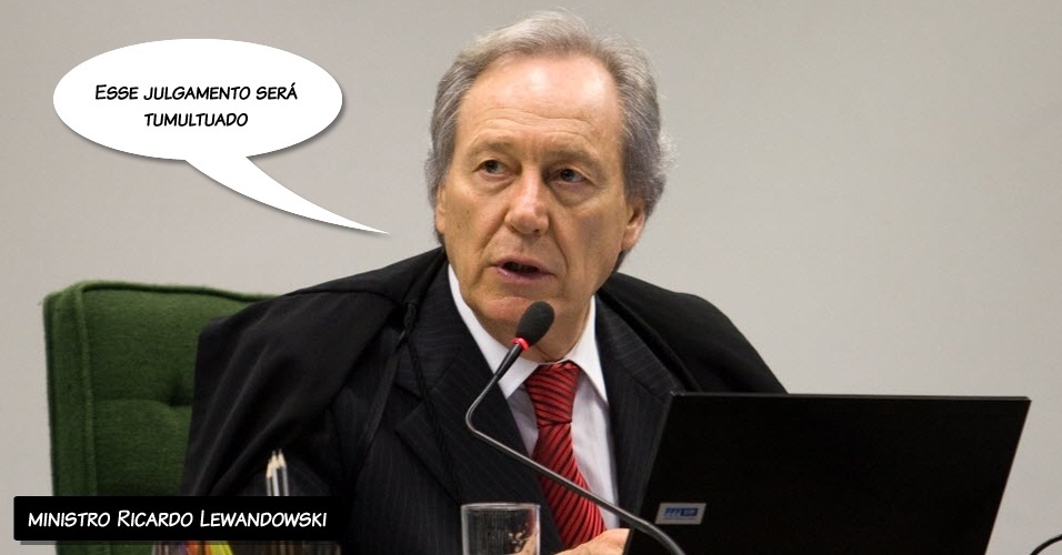 02.ago.2012 - Após o primeiro bate-boca com Joaquim Barbosa, o ministro Ricardo Lewandowski diz que Barbosa dá indícios de que "julgamento será tumultuado"