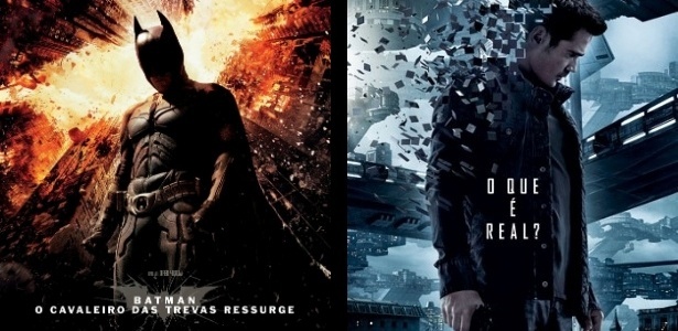 Cartazes de "Batman: O Cavaleiro das Trevas Ressurge" e de "O Vingador do Futuro" - Divulgação
