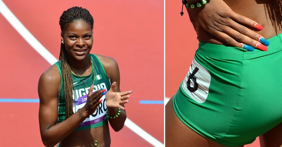 Nigeriana Regina George chama a atenção pela beleza e pelo estilo levado à pista de atletismo em Londres