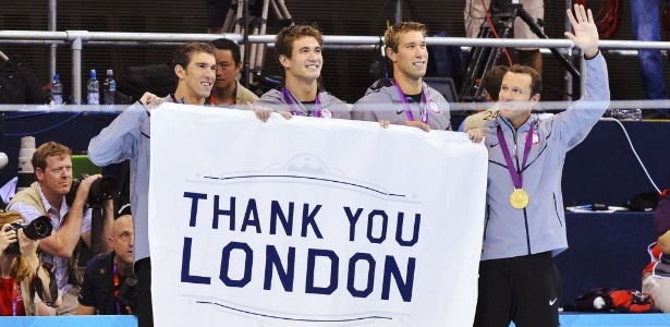"Thank you London": no adeus de Phelps, integrantes do 4x100 m medley dos EUA agradecem a torcida