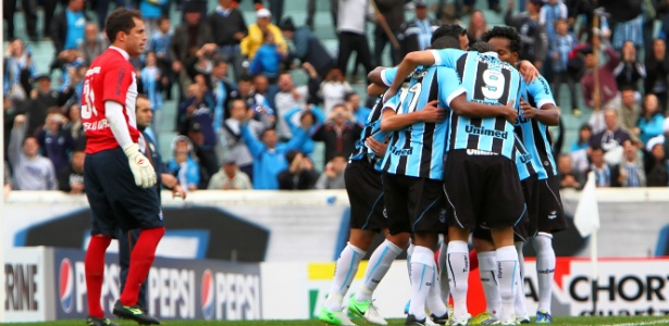No primeiro turno o Grêmio passou dificuldades, mas venceu no estádio Olímpico - LUCAS UEBEL/GREMIO FBPA