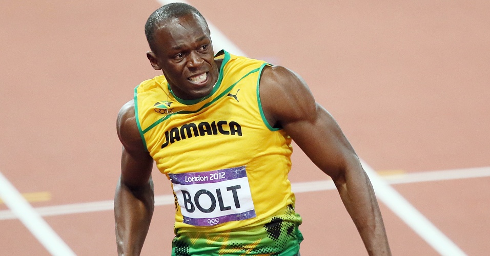 Usain Bolt corre durante final olímpica dos 100 m rasos