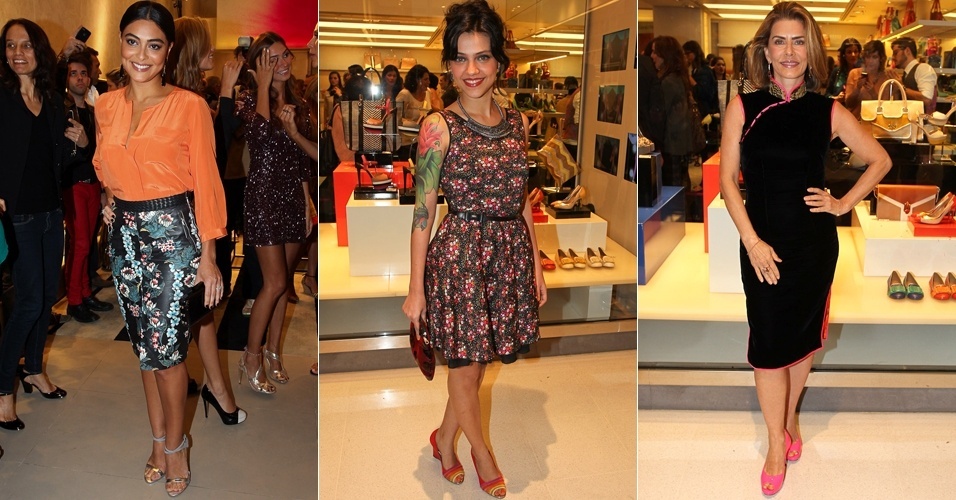 Nesta segunda-feira (6), as atrizes Juliana Paes, Letícia Persiles e Maitê Proença estiveram em um shopping na Zona Sul de São Paulo para lançamento da coleção de uma marca de sapatos 