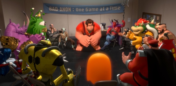 Cena da animação "Detona Ralph" em que o personagem-título fala de seus problemas - Divulgação