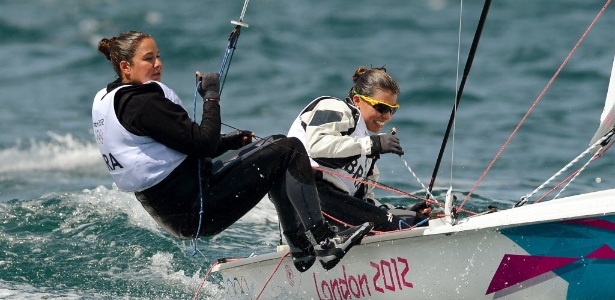  As velejadoras brasileiras Ana Barbachan e Fernanda Oliveira estão em quinto lugar no geral