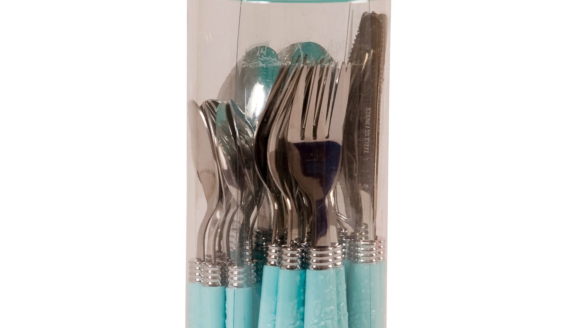 O jogo de talheres, com 24 peças, é de aço inox. Na cor turquesa, o cabo é de plástico com relevo de frutas e flores desenhadas. Sai por R$ 270 na loja Coisas da Doris (www.coisasdadoris.com.br). Preços pesquisados em julho de 2012 e sujeitos a alterações - Divulgação