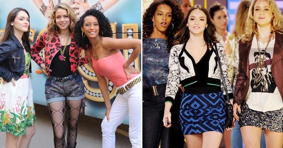 Na novela "Cheias de Charme", da Rede Globo, as personagens Rosário (Leandra Leal), Penha (Taís Araújo) e Cida (Isabelle Drummond) formaram um grupo chamado Empreguetes. Com um vídeo na internet, o trio fez sucesso e passou de empregadas domésticas para cantoras de sucesso, enriquecendo e até mudando o visual. As personagens mantiveram seus estilos, mas com o dinheiro, conseguiram sofisticar seus looks - Divulgação/TV Globo