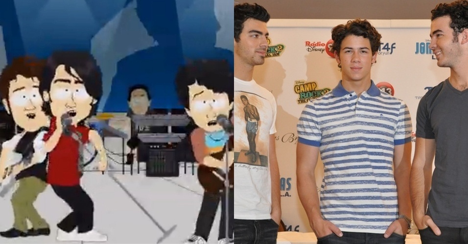 Jonas Brothers não escaparam e viraram bonecos de South Park (13/8/12) - Montagem/ UOL