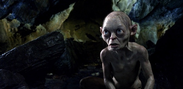 Cena de "O Hobbit", com o personagem Gollum, interpretado por Andy Serkis através de efeitos especiais - Divulgação