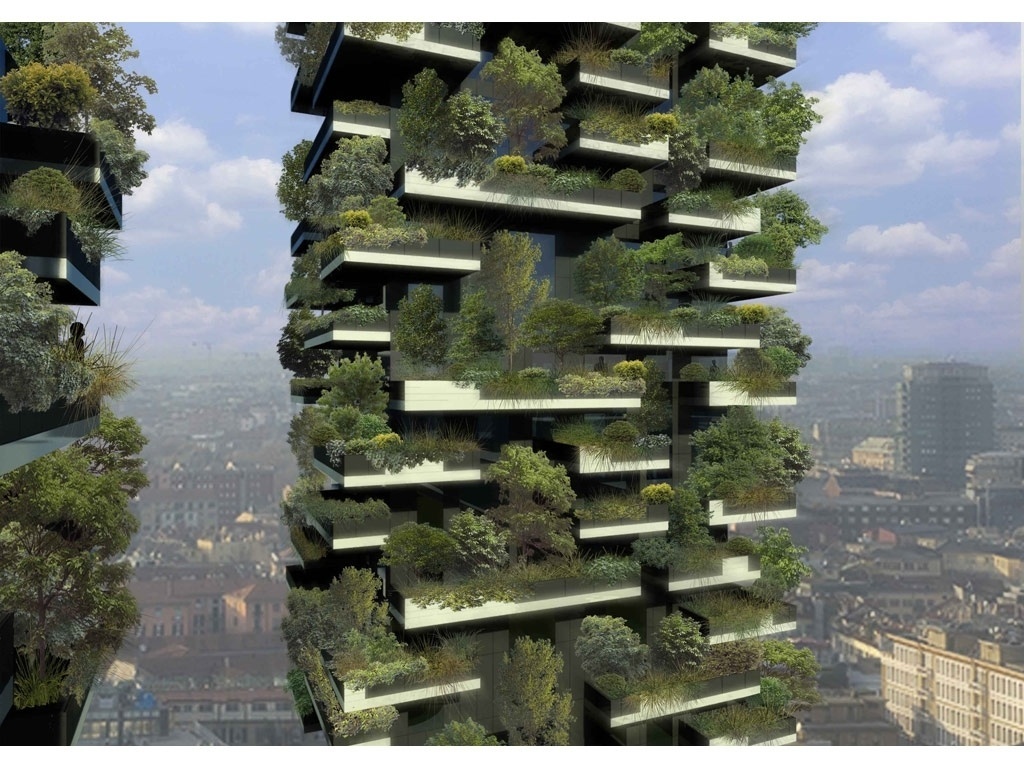 Bosque vertical é como vem sendo chamado esse edifício projetado pelo estúdio Boeri, atualmente em construção no centro de Milão (Itália). A fachada das duas torres residenciais abrigará árvores de 3 m a 9 m de altura, além de arbustos e espécies florais - Divulgação