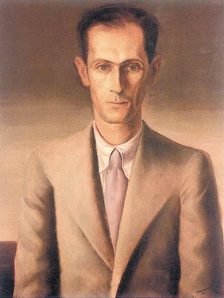 Retrato do poeta Carlos Drummond de Andrade em óleo pintado por Cândido Portinari - Reprodução/Drummond - Frente e Verso