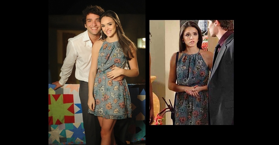O vestido azul com estampa floral usado por Cida (Isabelle Drummond), na novela "Cheias de Charme" ficou em segundo lugar na lista de produtos mais pedidos pelos telespectadores da Globo e é da marca Checklist - Divulgação/TV Globo