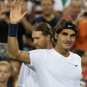 Roger Federer comemora vitória sobre Mardy Fish nas quartas de final do Masters 1000 de Cincinnati - Nick Laham/Getty Images/AFP 