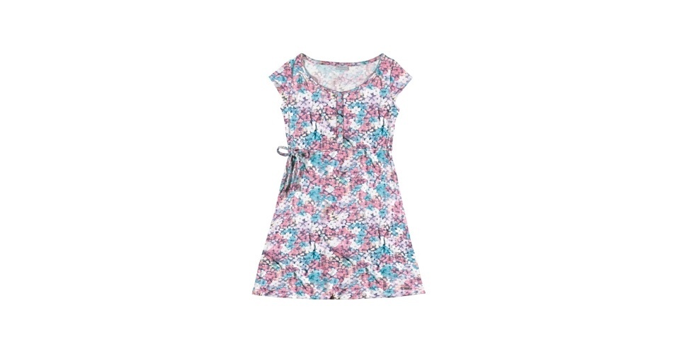 Vestido floral em azul e rosa; R$ 69,90, da Mineral, na One Store Marisol (www.onestore.com.br). Preço pesquisado em agosto de 2012 e sujeito a alterações - Divulgação